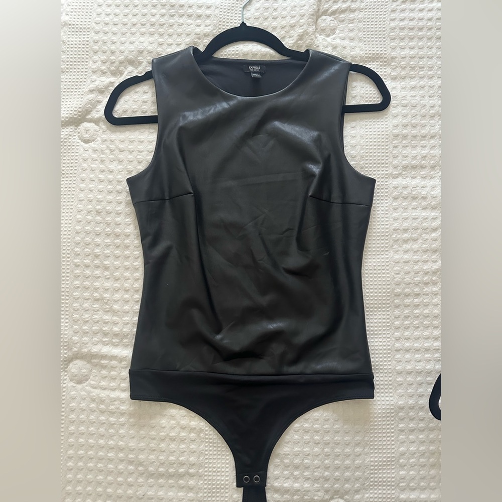 Faux leather bodysuit